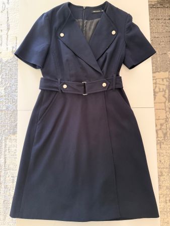 Kleid Karen Millen dunkelblau mit Gürtel gebraucht