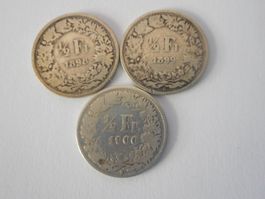 3 x 50 Rp. silber  uralt 1898/1899/900