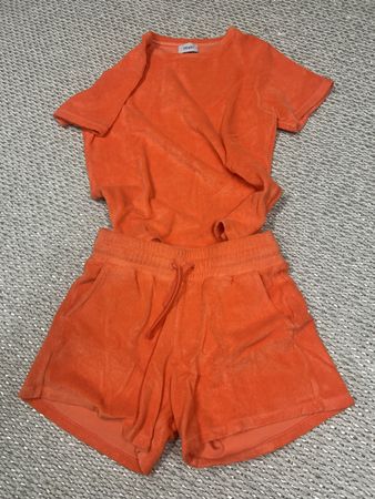 Miaki Frottee Set, Peach, Short + T-Shirt, Sommer Look!