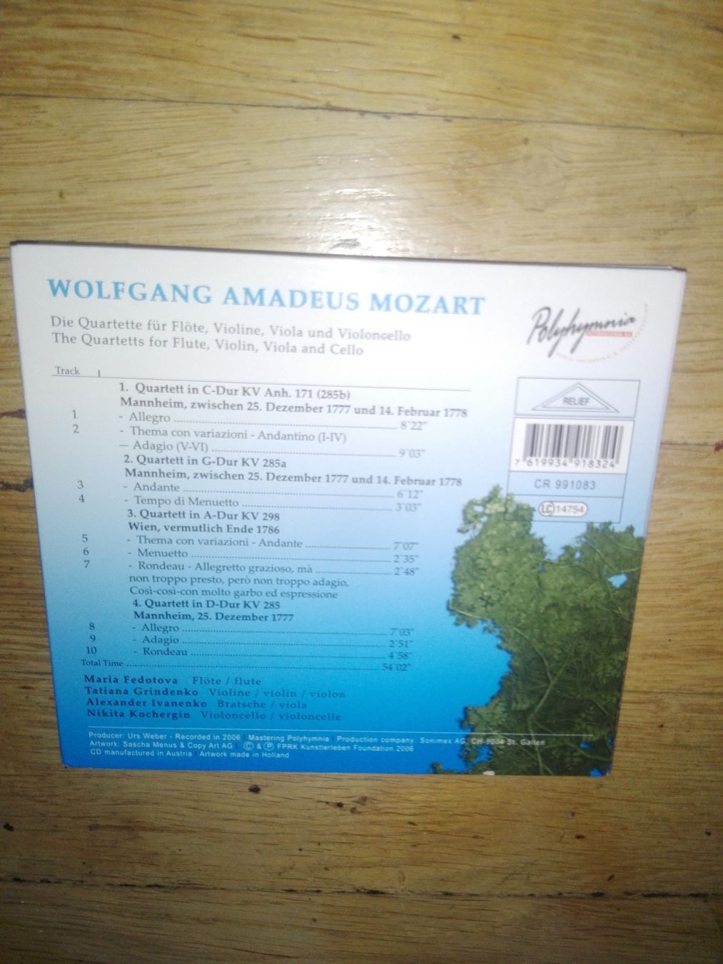 CD: Mozart - Flötenquartette                           ©'2006 – Usato da St. Gallen venduto da elk2021 5