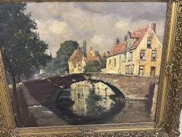 Ölgemälde Brügge Sicht auf Meebrug