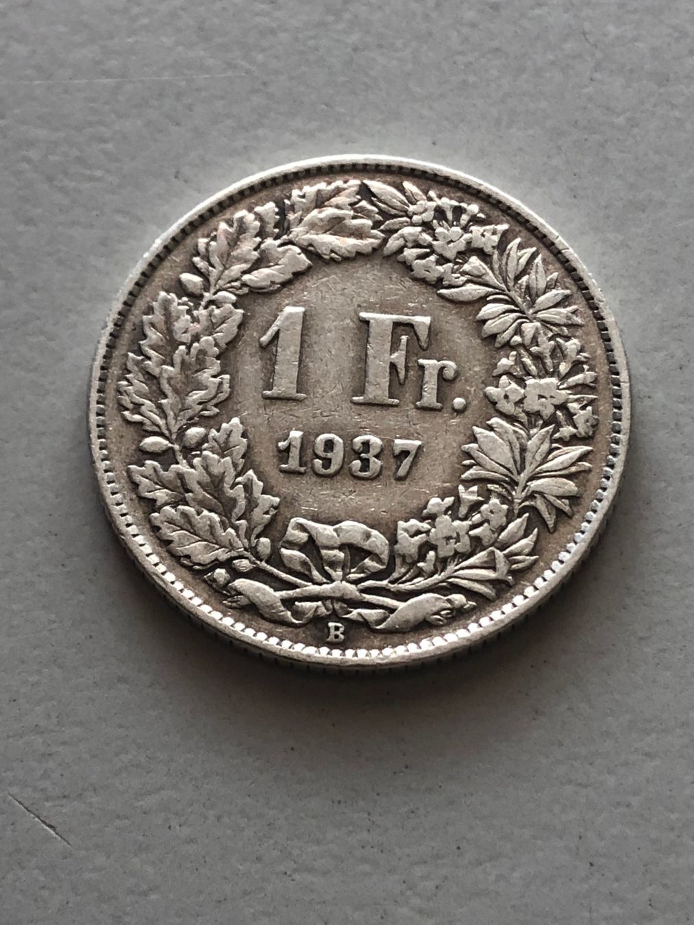 Alle Münzen: 1 Fr. 1937 – Gebraucht aus Schötz von Odpa