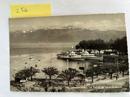 Ansichtskarte Lausanne-Ouchy Hafen und Savoyer Alpen 1954