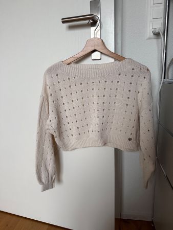 PLEASE Strickpullover, cropped, Creme, Grösse S