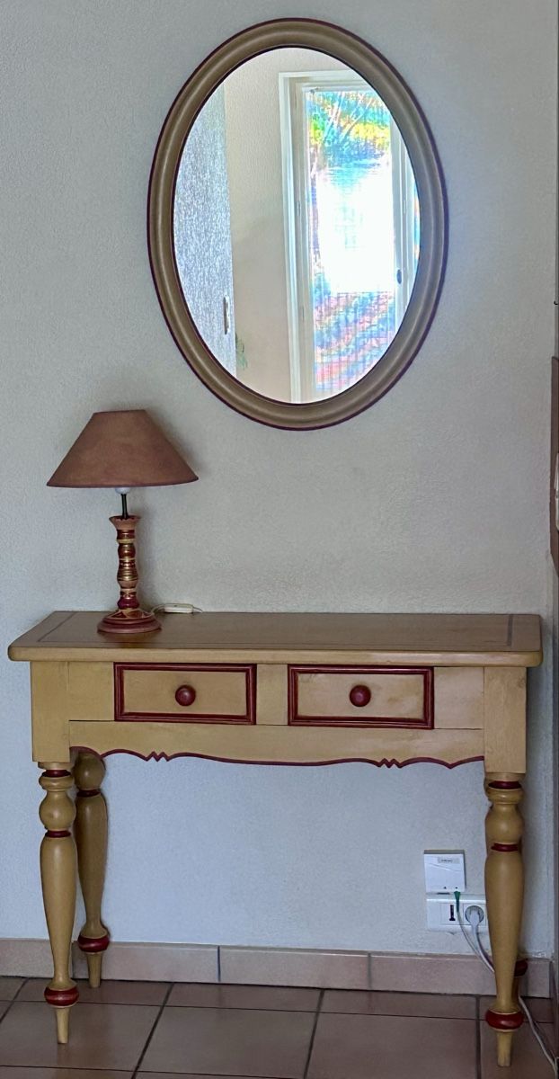 Cassettiere: Console et miroir assorti, style campagnard – Usato da Chêne-Bougeries venduto da Assouille