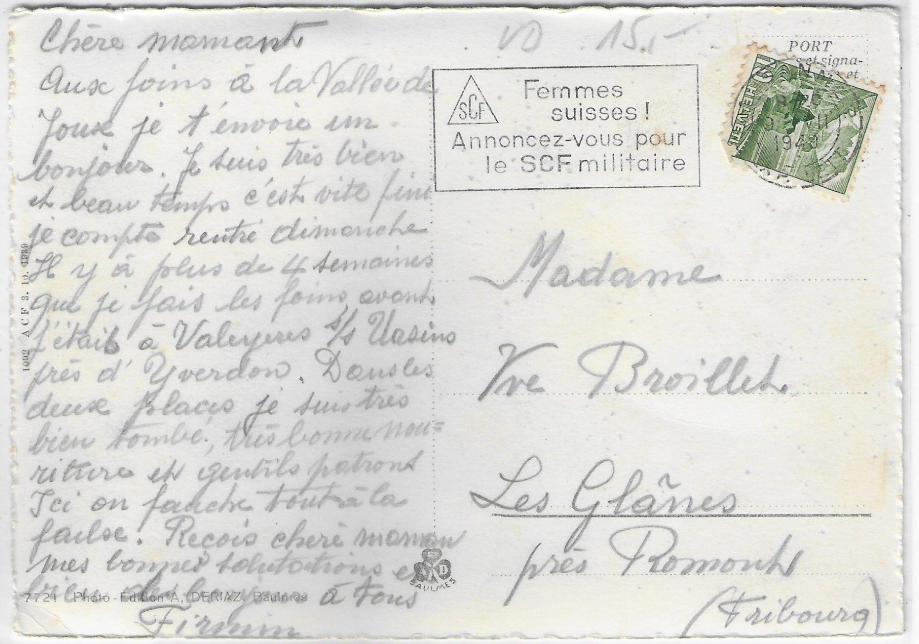 Cartoline postali: L'Orient - Vallee de Joux – Usato da Ettingen venduto da Kartenplanet 1
