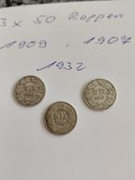 3x 50 Rappen silber 1909, 07, 32