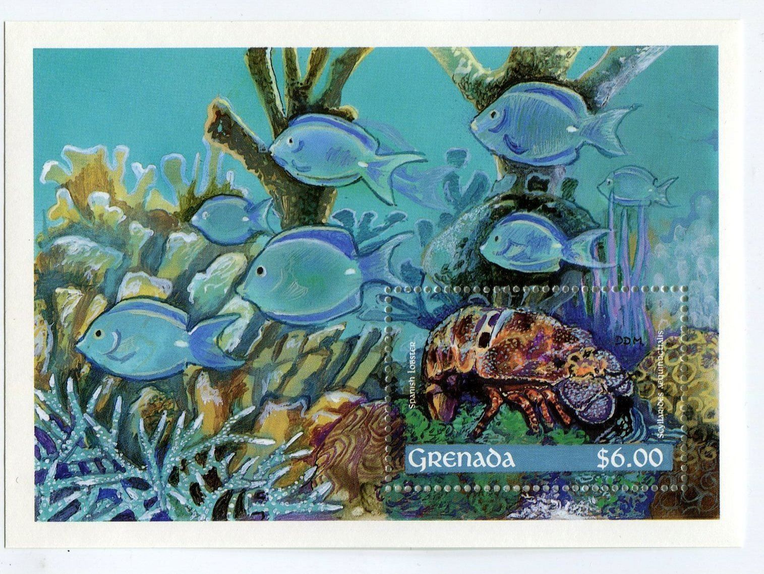 Alle Briefmarken: Block "Fische, Hummer". Grenada. – Neu und originalverpackt aus Basel von Butsch5