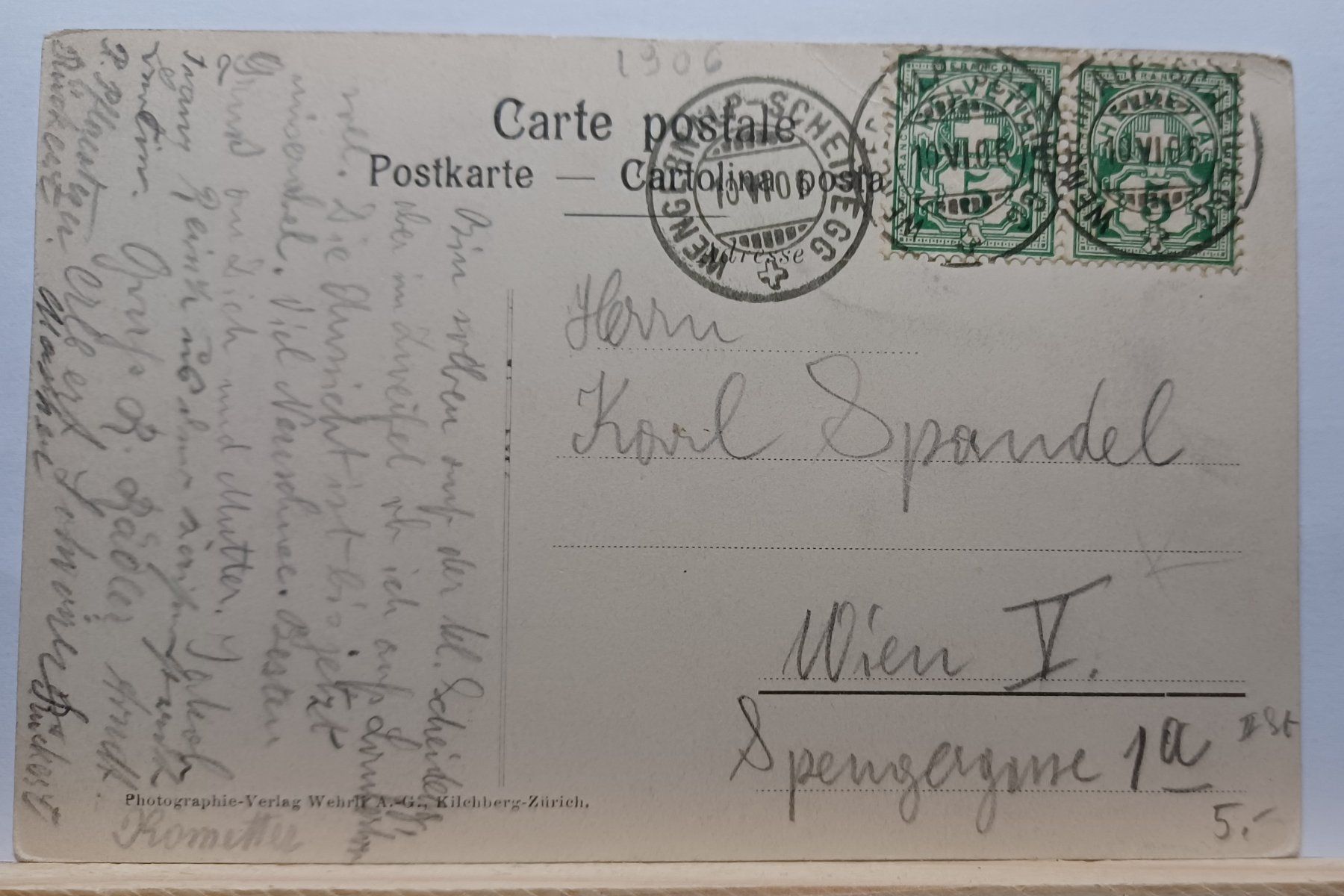 Cartoline postali: No. 3630, Kleine Scheidegg mit Eiger und Mönch, 10.VI.1906 – Usato da Aarau Rohr venduto da mgvw 1