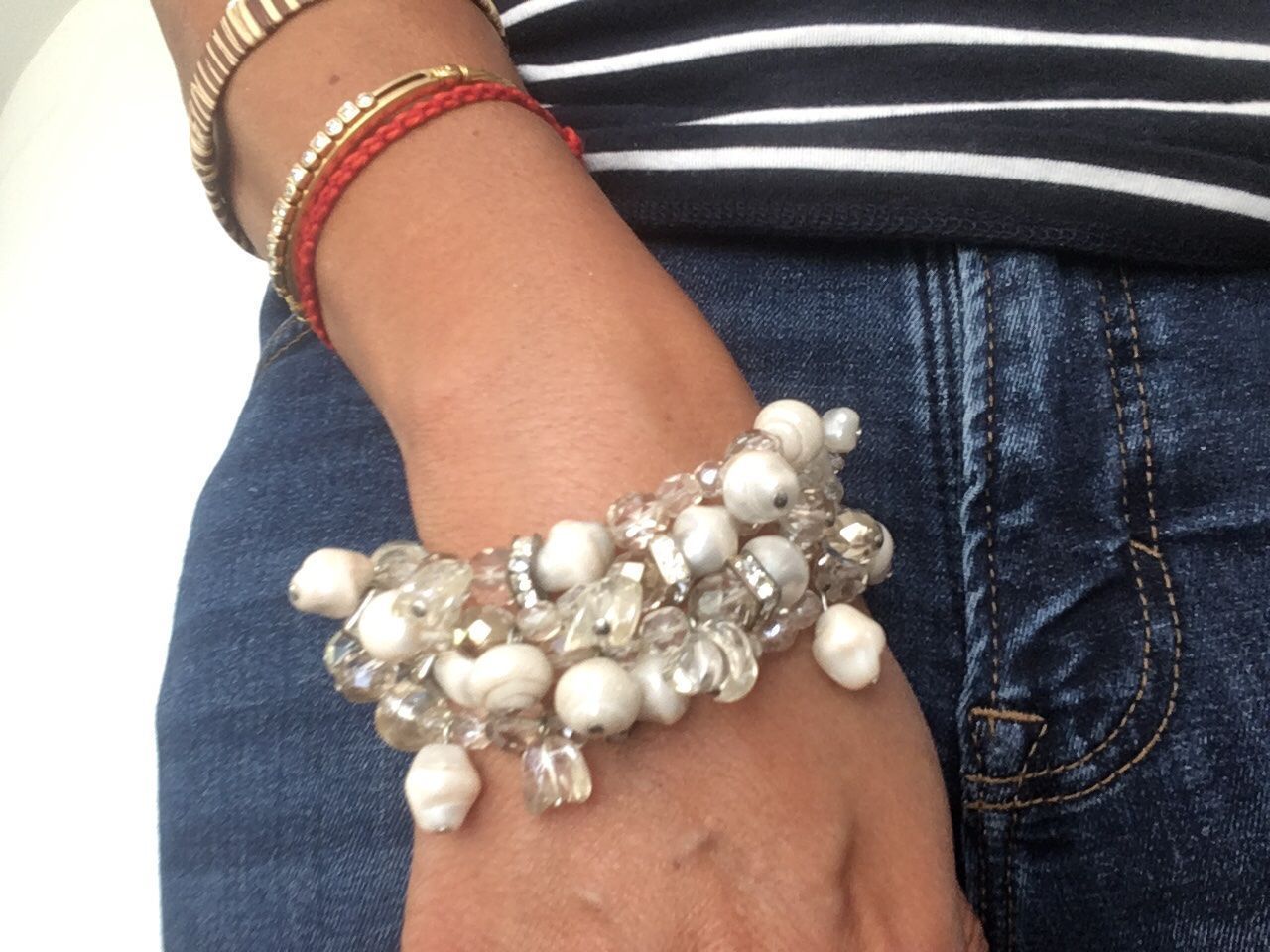 Bracciali & Braccialetti: Armband, mit Kristall-, Glas-, Perlmuttperlen – Usato da Zürich venduto da ancillaschmidhauser