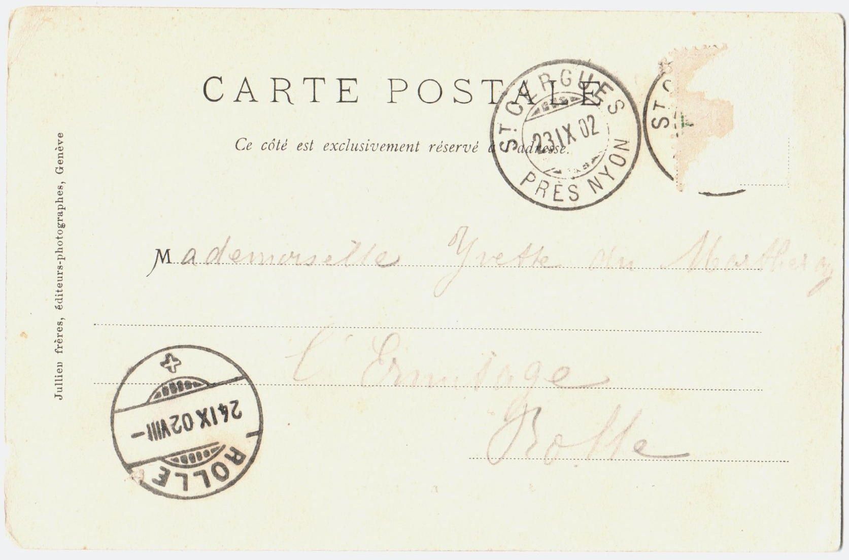 Cartoline postali: Saint-Cergues - 1902 - Vue générale – Usato da Chavornay venduto da 4dphila 1