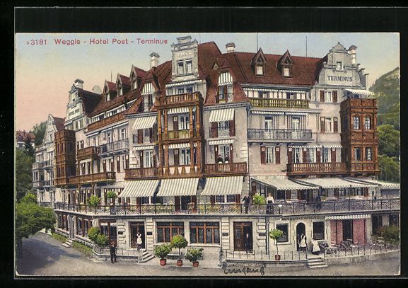 Cartoline postali: AK Weggis, Hotel Post-Terminus – Usato da Berlin venduto da bartko-reher