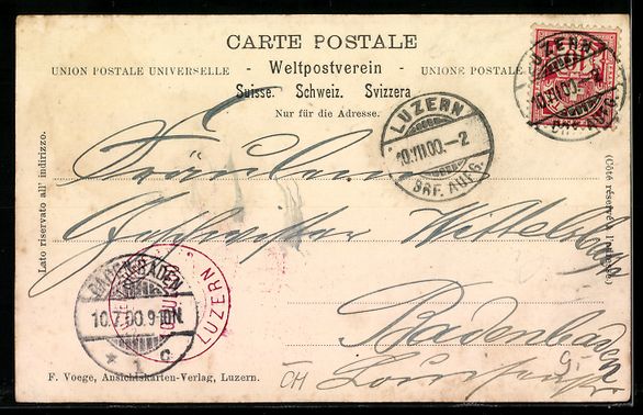 Cartoline postali: Luzern, Panorama mit Hofkirche und Alpen – Usato da Berlin venduto da bartko-reher 1