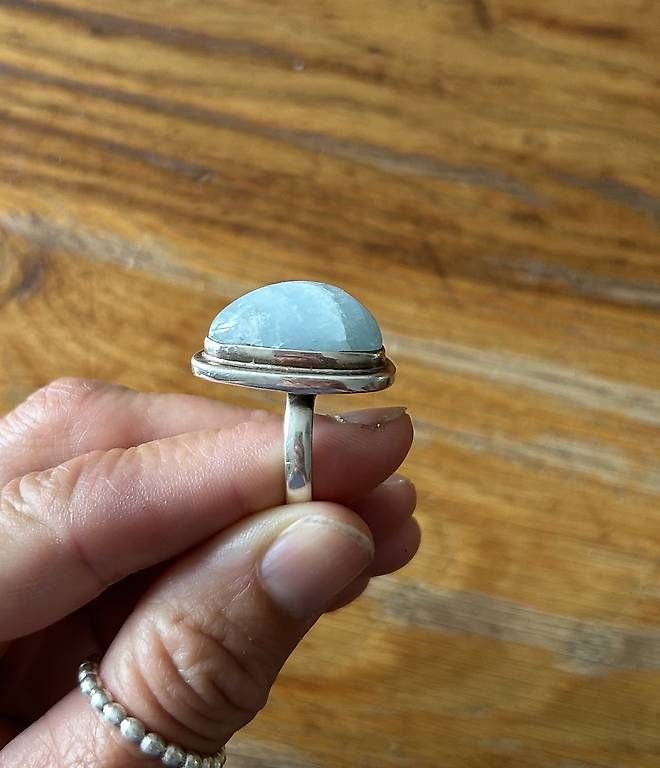 Anelli: silberring mit aquamarin  – Usato da flims dorf venduto da schmetterling61281 3