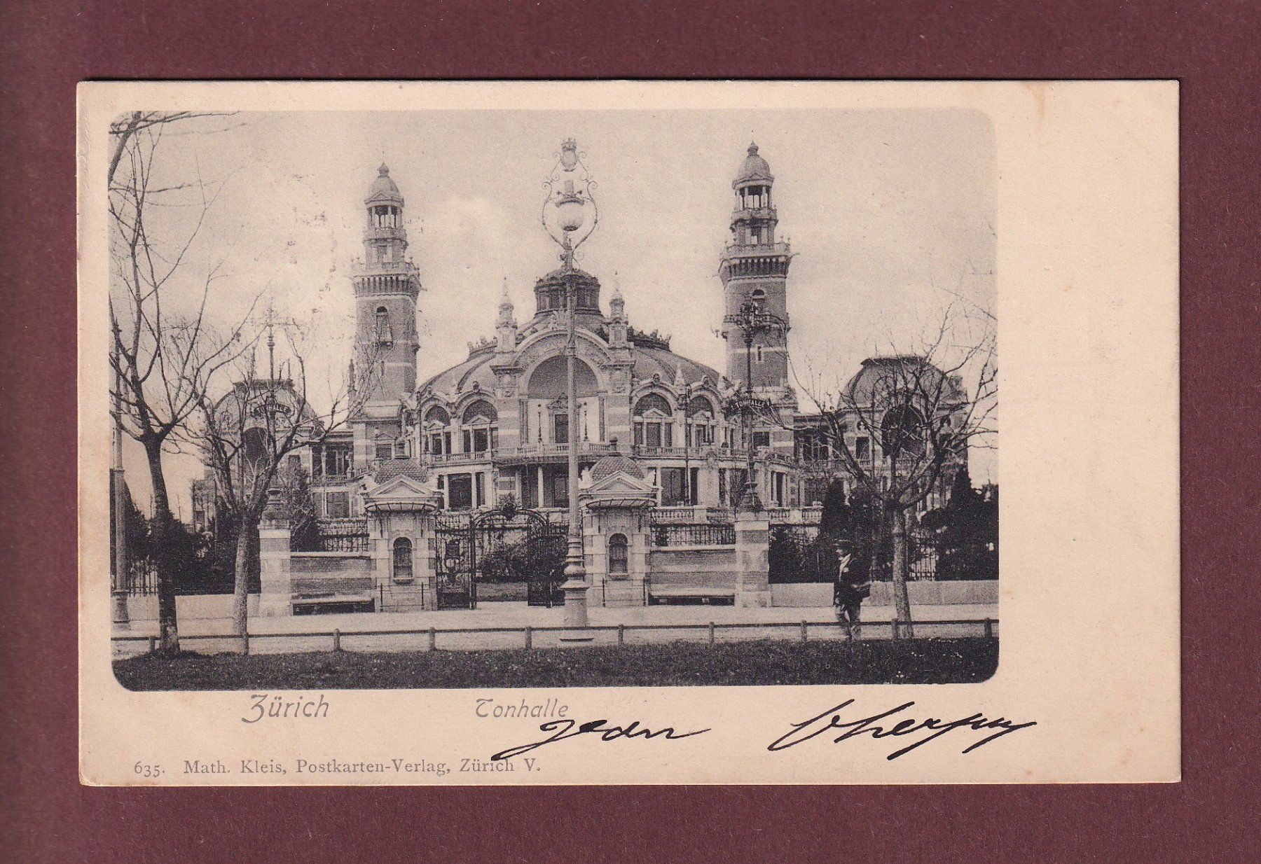 Cartoline postali: ZÜRICH - Tonhalle - 1904 – Usato da Pully venduto da nicecards-shop