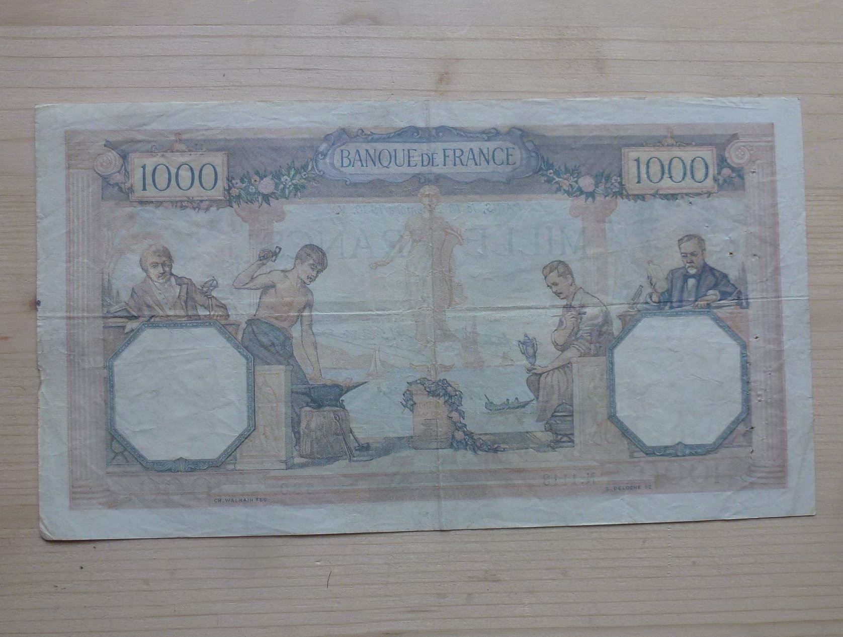 Banknoten: Frankreich ++ 1000 Francs 1930 – Gebraucht aus Walkringen von Casablanca777 1