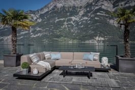 Gartenlounge Set wetterfest Sunbrella Sandbraun