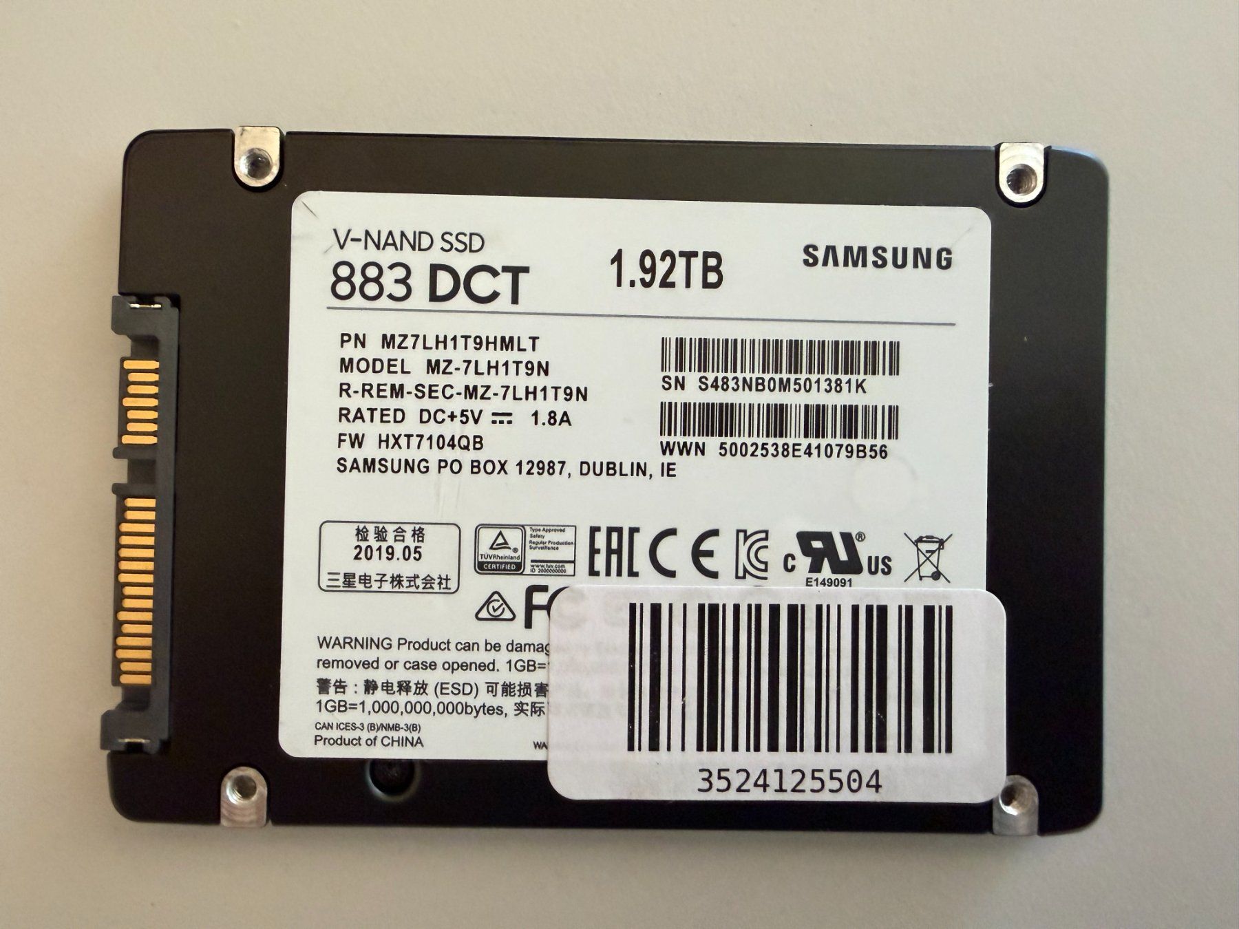Samsung Dischi rigidi: Samsung 883 DCT 1.92TB Enterprise SATA SSD – Usato da Pratteln venduto da HMW-Solutions