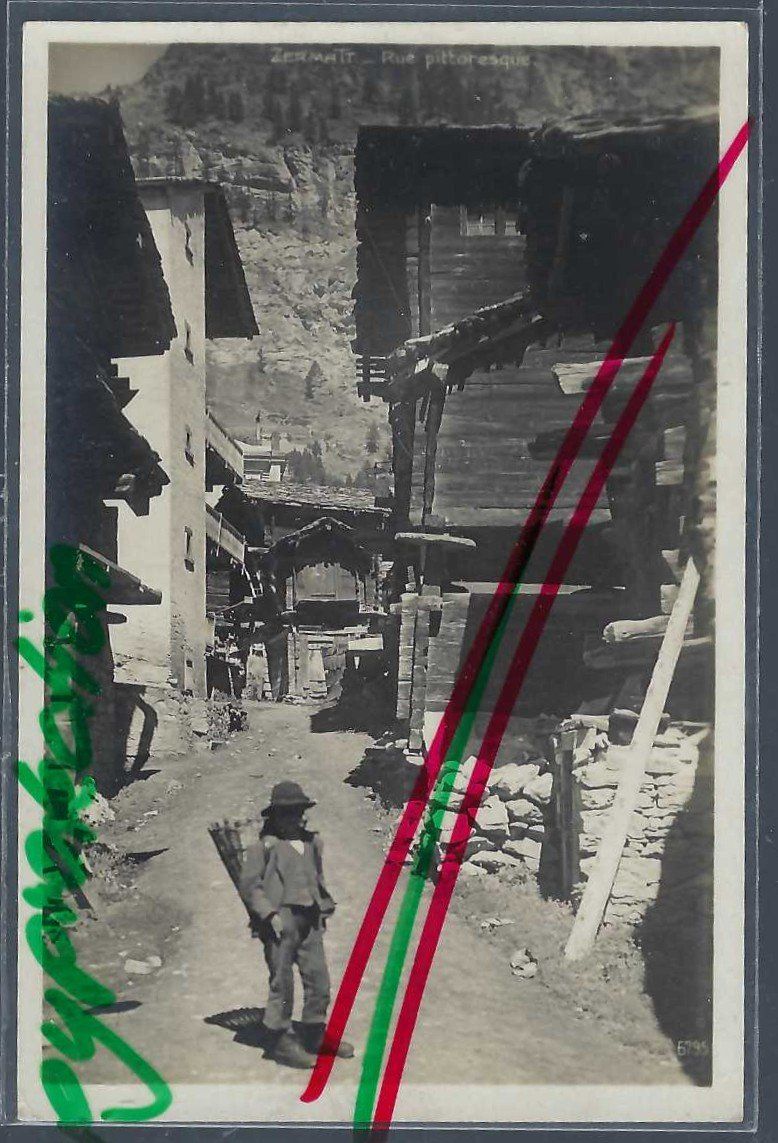Cartoline postali: Zermatt. Rue pitoresque. Fotoansichtskarte. – Usato da Horw venduto da SwissSteamMemories