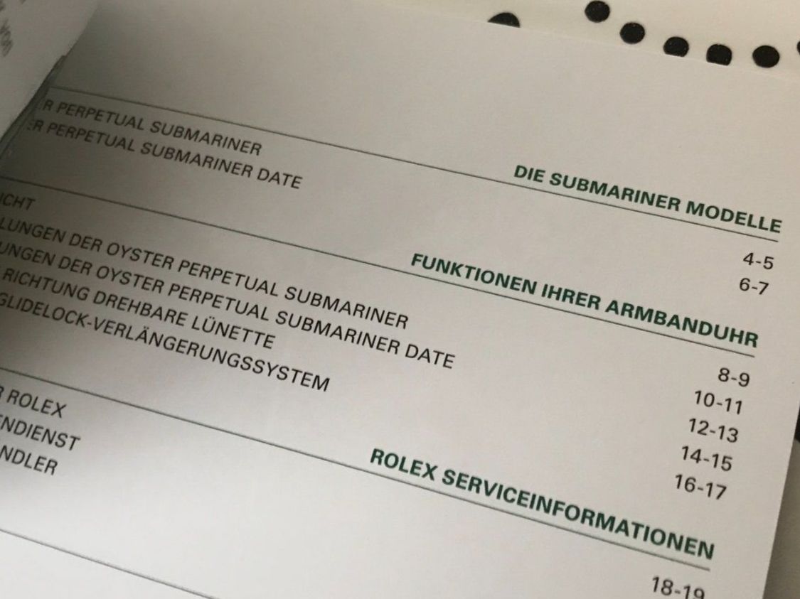 Rolex Documenti: ROLEX SUBMARINER OPERATING INSTRUCTIONS - DE 2019 !!! – Usato da Epalinges venduto da dream-watch 1