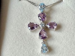 Amethyst, Topas Anhänger aus Silber 925