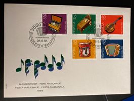 Schweiz 1985 Ersttagsbrief Satz Pro Patria Musikinstrumente