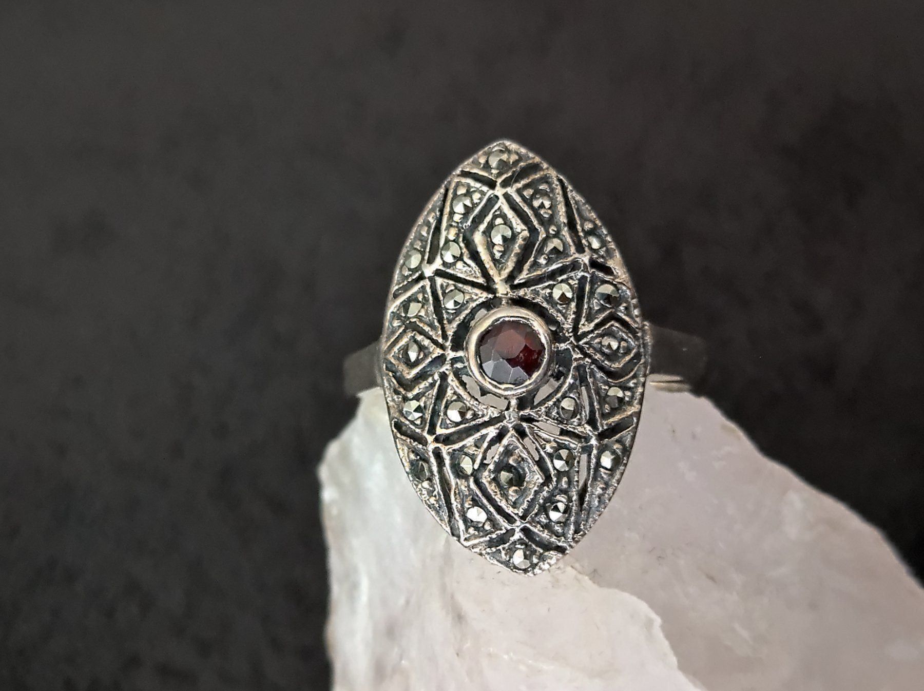 Anelli: Ring Silber 925 mit rotem Stein – Usato da Istighofen venduto da Ringparadies