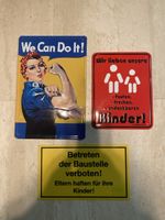 3er Set coole Wand Deko Schilder Blechschild Metall Vintage