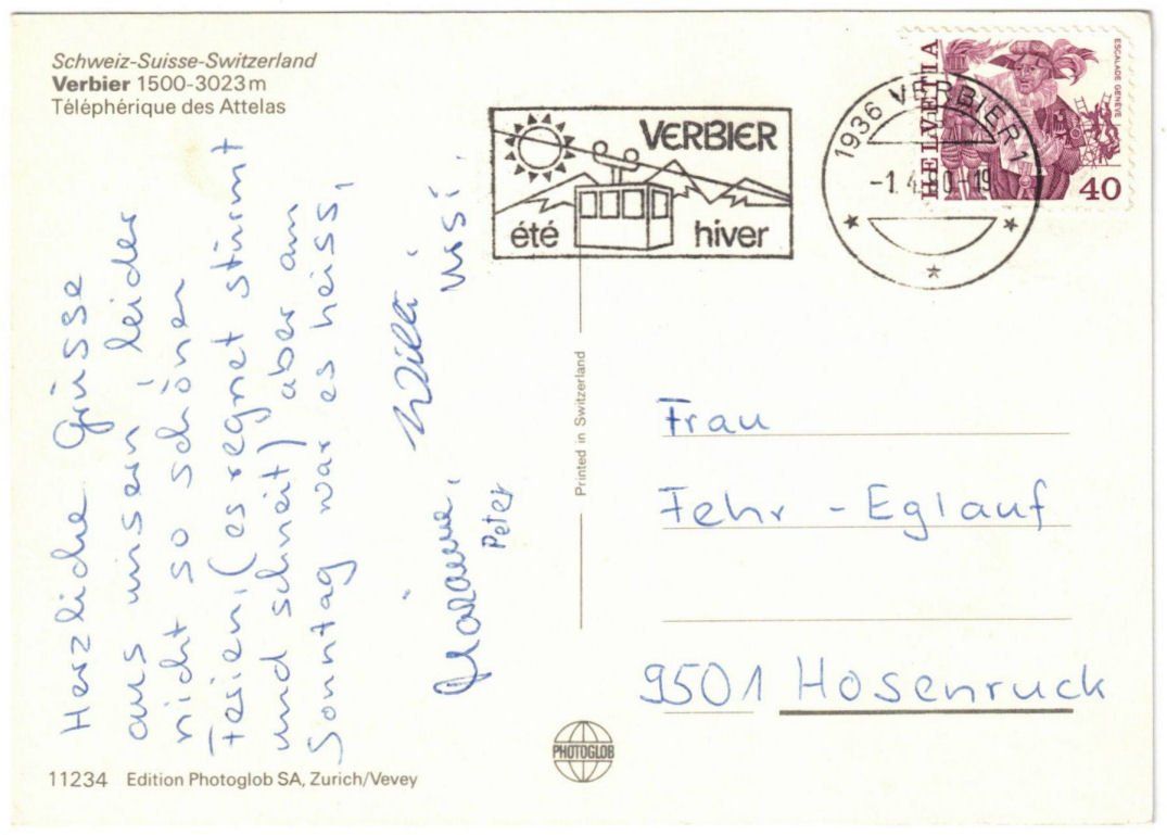 Cartoline postali: Verbier - Luftseilbahn Attelas – Usato da Binningen venduto da Mountainrider 1