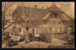 AK Schlosswil, Gasthof zum Kreuz, mit Garten u. Gästen