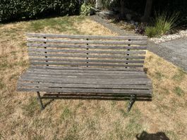 Gartenbank Holz mit Metallgestell gebraucht