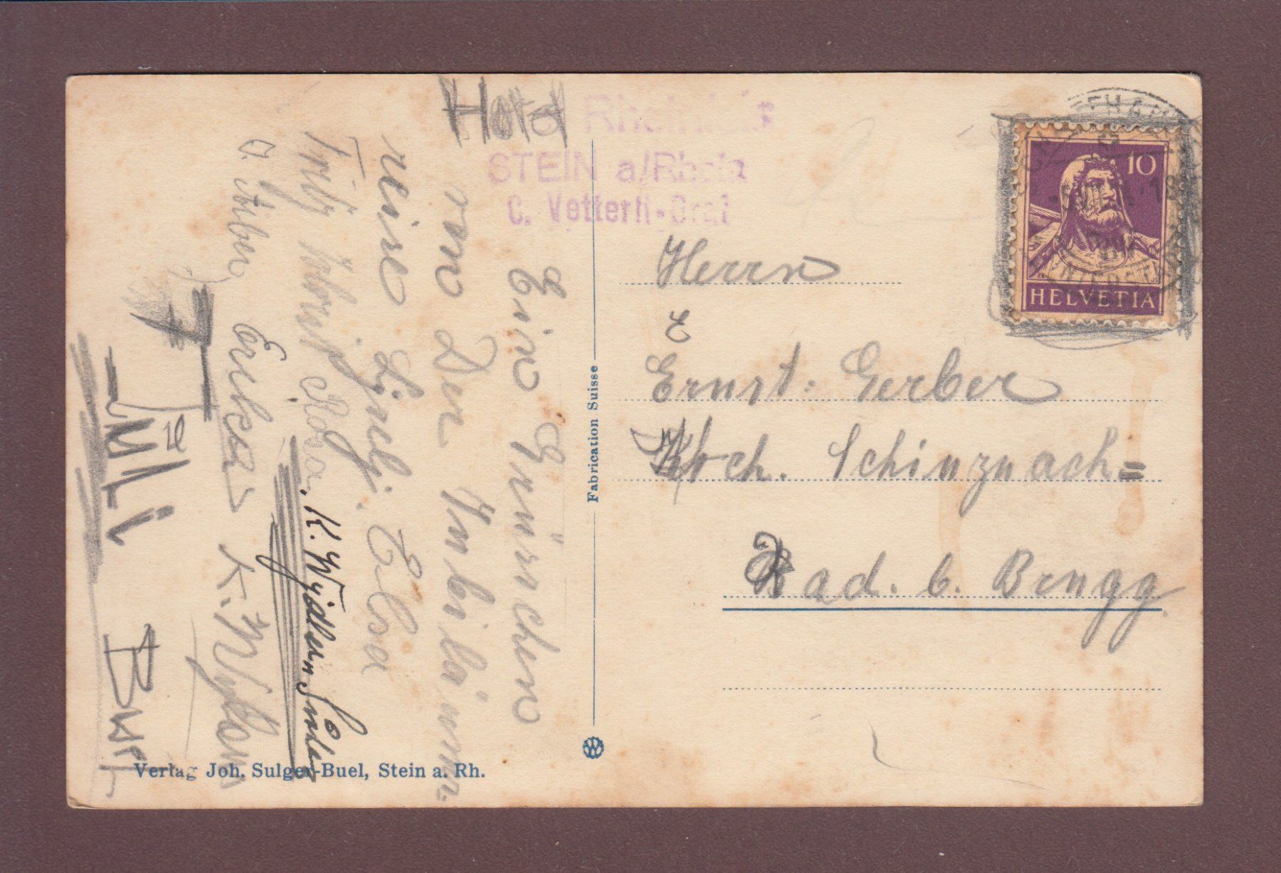 Cartoline postali: STEIN AM RHEIN - Am Marktplatz - Mann - 1934 – Usato da Pully venduto da nicecards 1