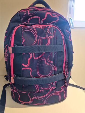 Satch Schulrucksack, blau mit pink