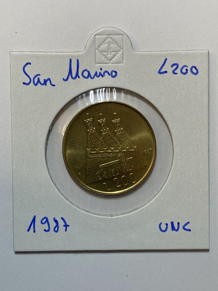 Alle Münzen: San Marin - 200 lires - 1987 - UNC – Gebraucht aus Payerne von Mike1682
