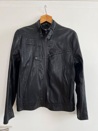 G-Star Raw Herrenjacke schwarz Lederoptik Gr.XL neuwertig