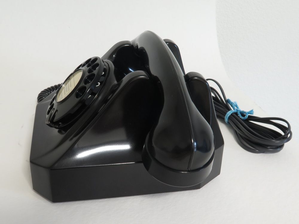 Schwarzes Bakelit Wählscheibentelefon Modell 50 3