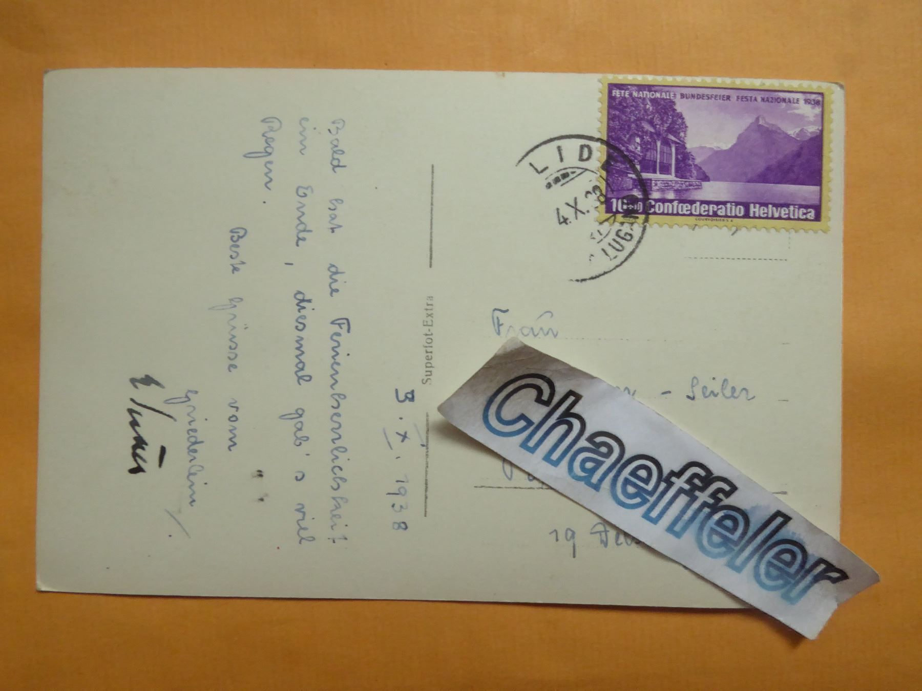 Cartes postales: 1691 Lago di Lugano   1938 – D'occasion à Zürich par Chaeffeler 1