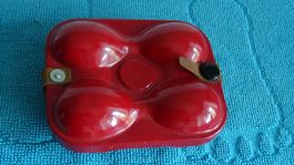 Eierschachtel rot Aluminium 4 Eier guter Zustand