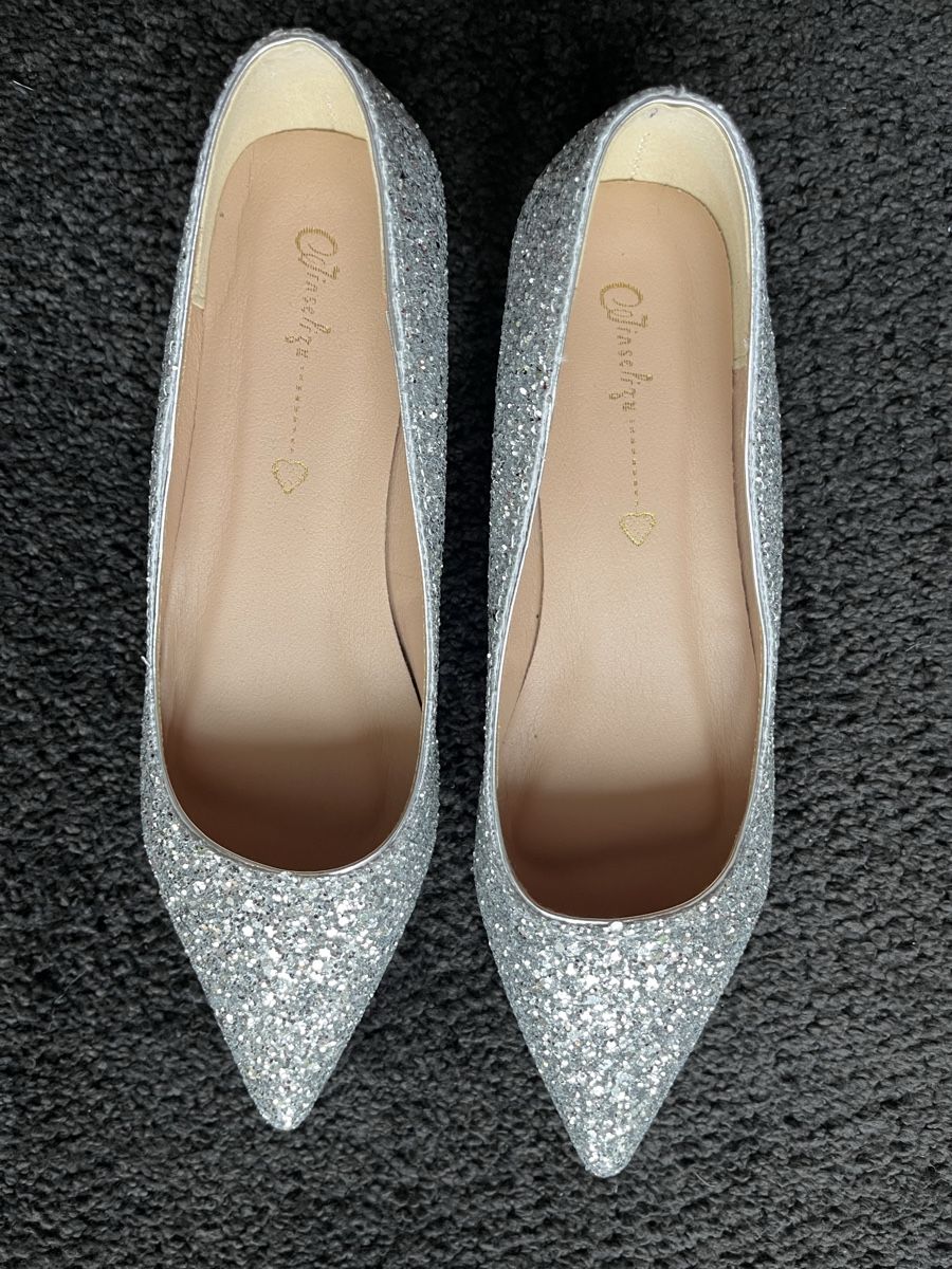 Scarpe da donna: Glitzernde Ballerinas, Silber, Gr. 38 – Nuovo (secondo la descrizione) da Bolligen venduto da Vroni23 4