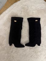 Damen Stiefel schwarz Wildlederoptik Absatz Grösse 38