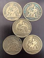 France, lot 5 X Bon pour 2 FF de 1921 à 1925 Bronze-Alu