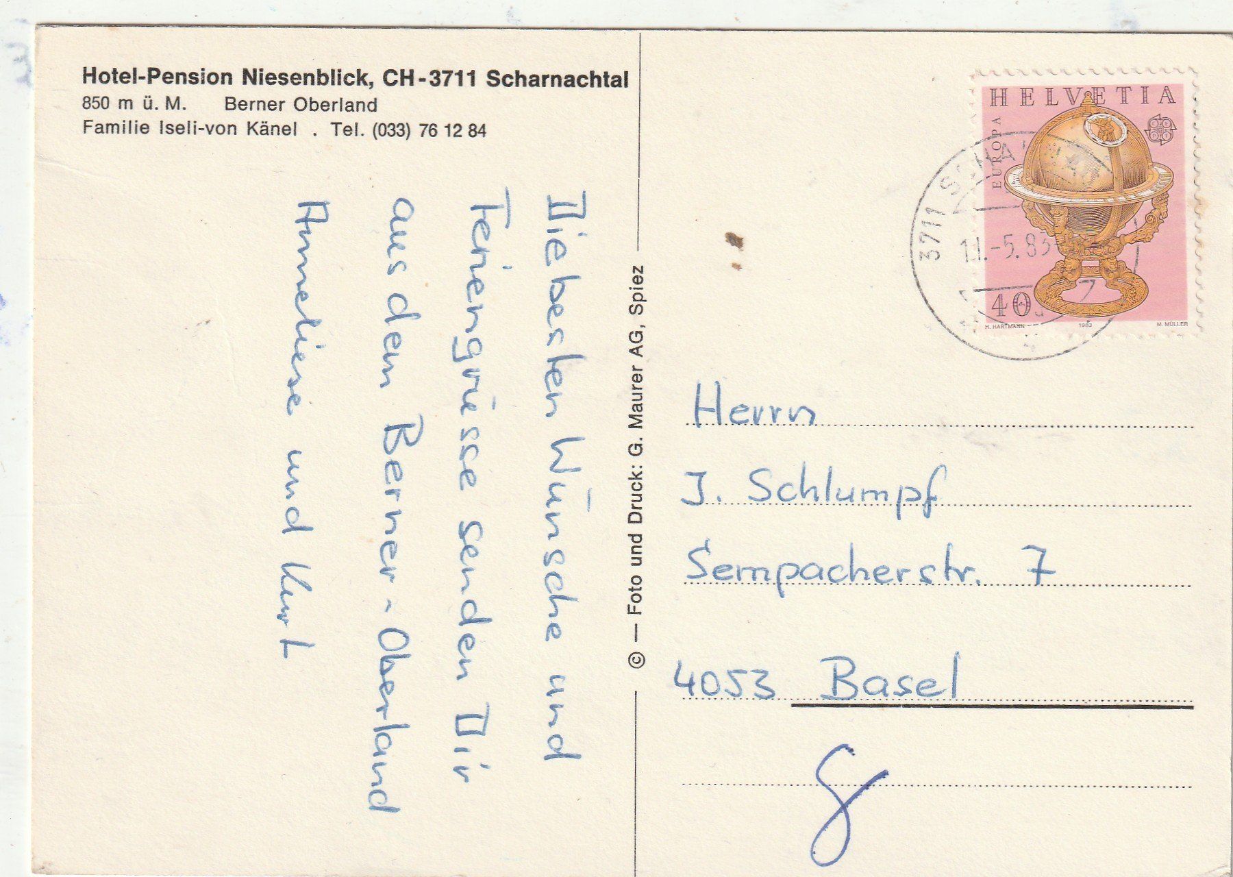 Cartoline postali: Hotel Niesenblick BE – Usato da Lumbrein venduto da made02 1