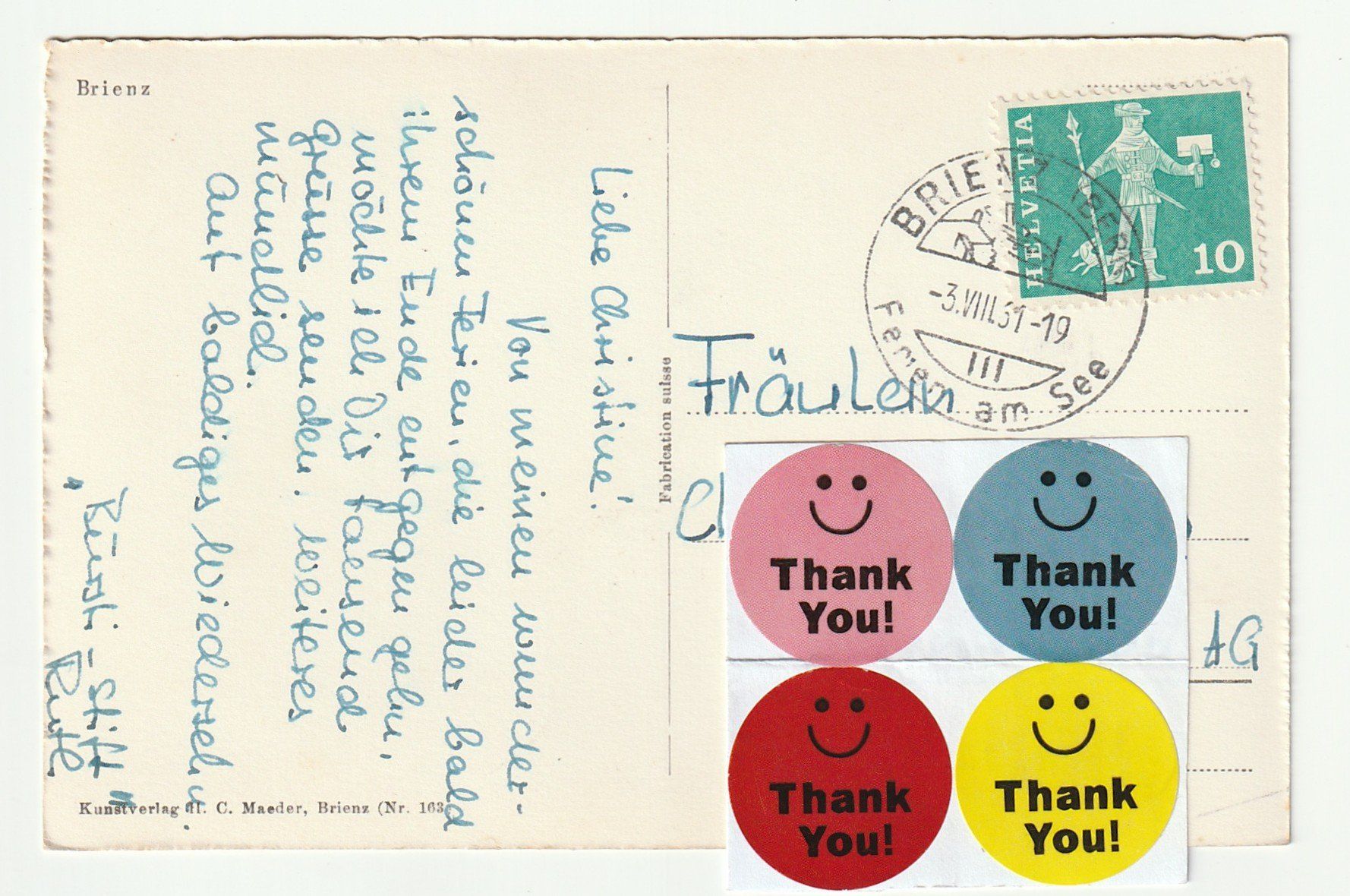Cartoline postali: Ansichtskarte Brienz Berner Oberland 1961 – Usato da St. Gallen venduto da Ricardo_Deals 1