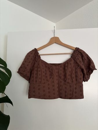 Hollister Sommer Top mit Stickerei braun, Gr. L, neu