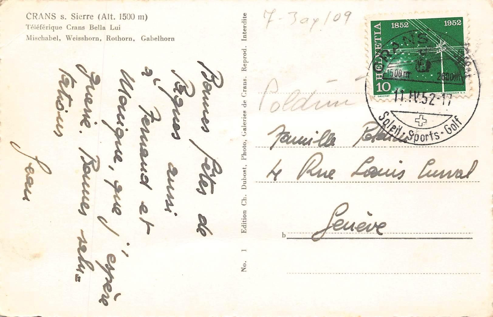 Cartoline postali: Crans  Sierre  Bella Lui Gondelbahn – Usato da Bichelsee venduto da Gloeckner 1