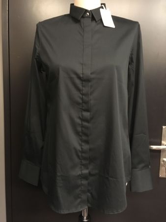 Soluzione Baumwoll Mix Satin Bluse Langarm schwarz Gr 38
