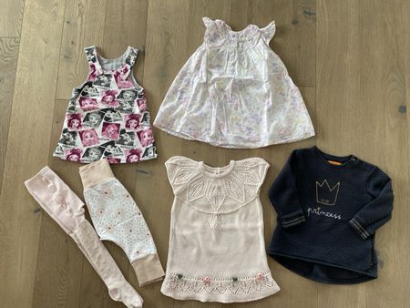 Set für Mädchen, Kleiderpaket, 6teilig, passend bei 80/86/92