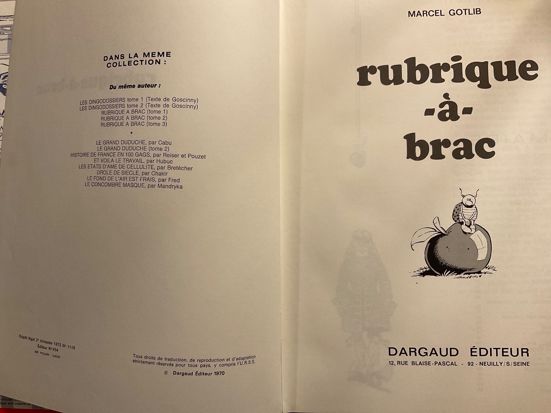 Fumetti: Gotlib Rubrique-à-Brac Dargaud Editeur Vintage BD 1973 – Usato da Avenches venduto da Tinkey 1