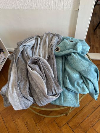 Rideaux 2x bleus et 2x gris