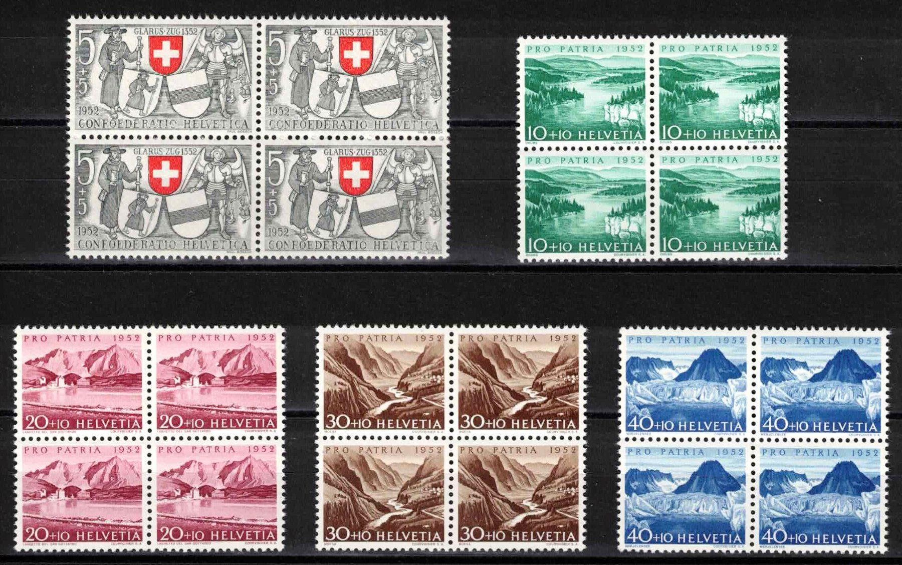 Alle Briefmarken: Pro Patria 1952 Serie im 4er-Block ** postfrisch – Neu (gemäss Beschreibung) aus Nuglar von Stamp88